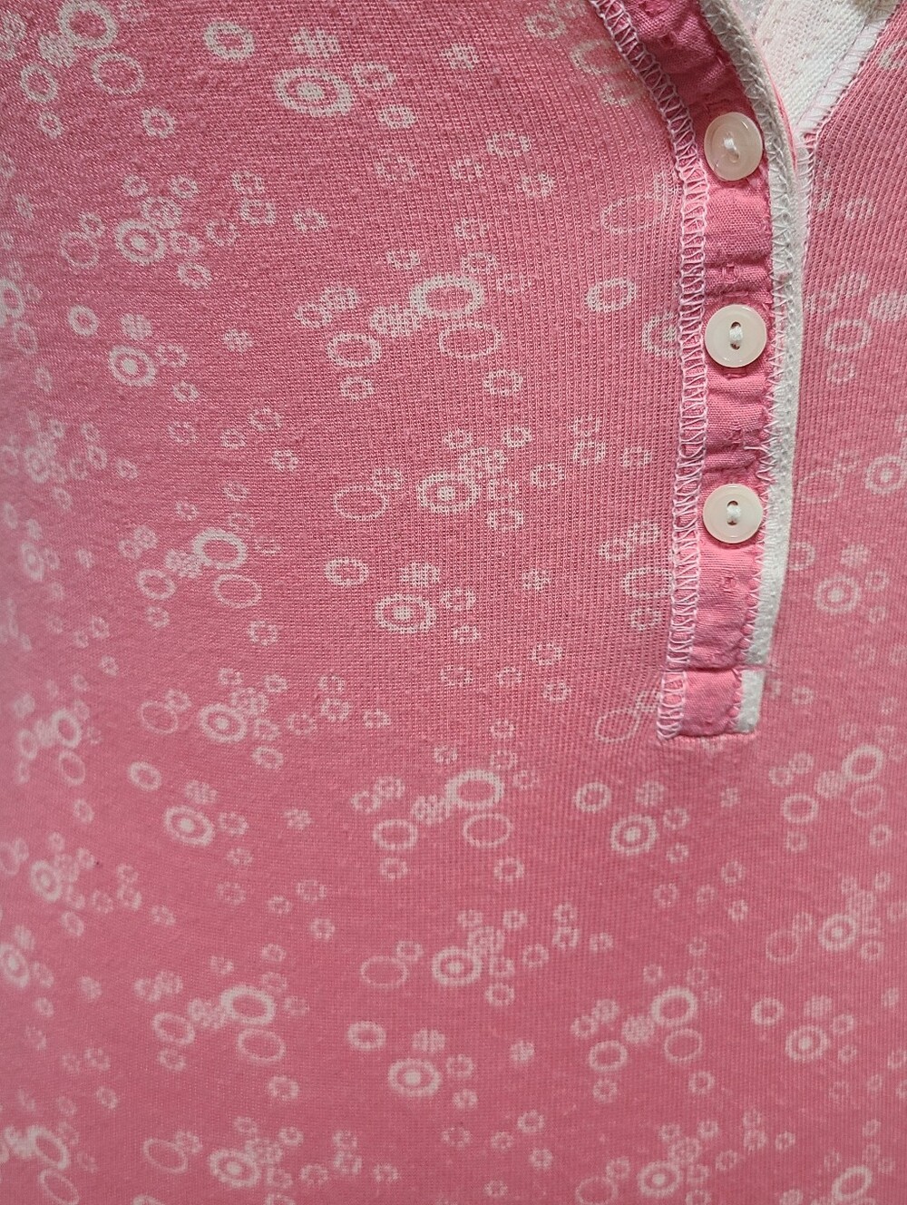 Super Cute ♡ Y2K ♡Abercrombie Rare Pink & White Bubble Polka Dot Babydoll Henley - Picture 9 of 10